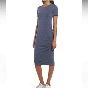 Treasure & Bond Side Ruched Blue Dress